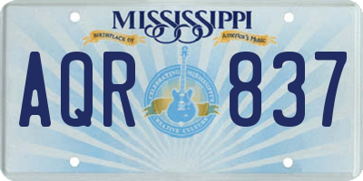 MS license plate AQR837