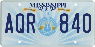 MS license plate AQR840