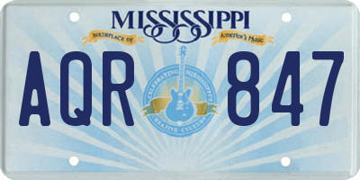MS license plate AQR847