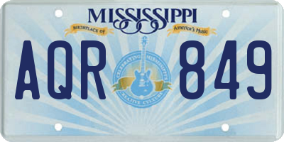 MS license plate AQR849