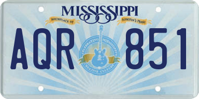 MS license plate AQR851
