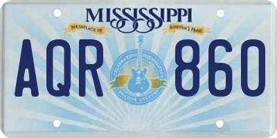 MS license plate AQR860