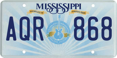 MS license plate AQR868