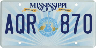 MS license plate AQR870