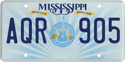 MS license plate AQR905