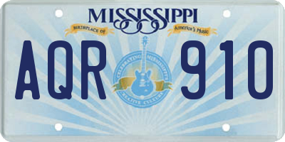 MS license plate AQR910
