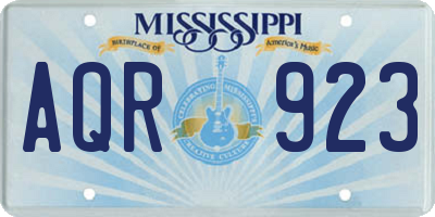 MS license plate AQR923