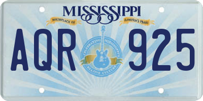 MS license plate AQR925