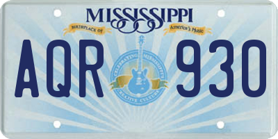 MS license plate AQR930