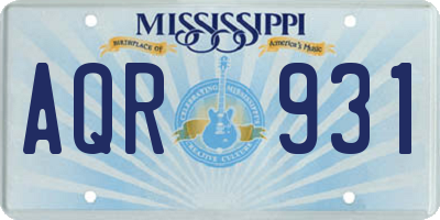 MS license plate AQR931