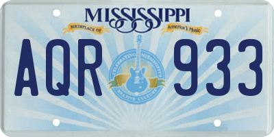 MS license plate AQR933