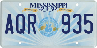MS license plate AQR935