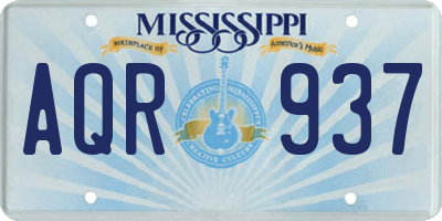 MS license plate AQR937