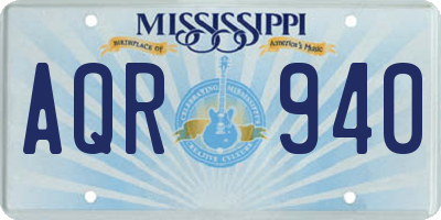 MS license plate AQR940