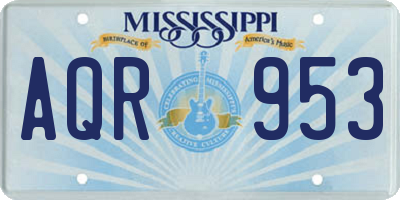 MS license plate AQR953