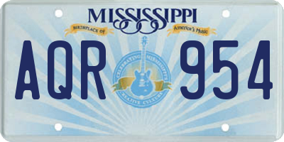 MS license plate AQR954