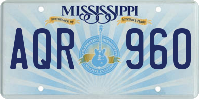 MS license plate AQR960