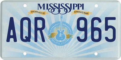 MS license plate AQR965