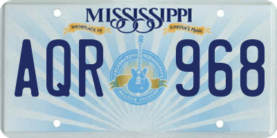 MS license plate AQR968