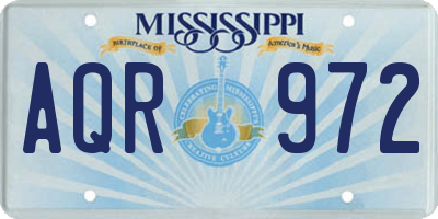 MS license plate AQR972