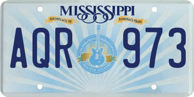 MS license plate AQR973