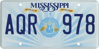 MS license plate AQR978