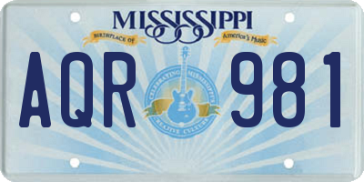 MS license plate AQR981