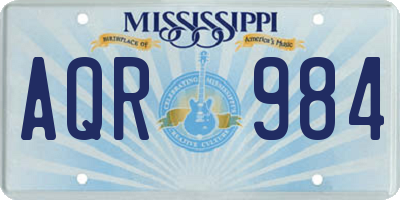 MS license plate AQR984