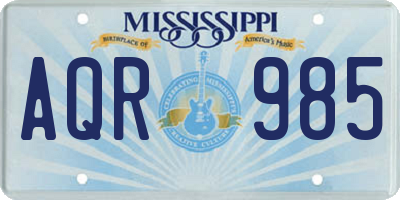 MS license plate AQR985