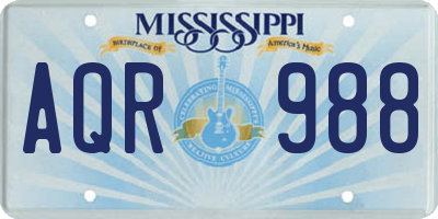 MS license plate AQR988
