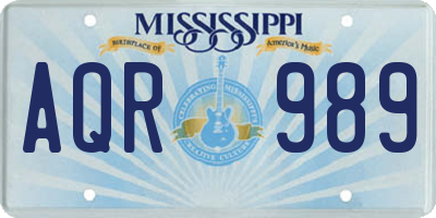 MS license plate AQR989