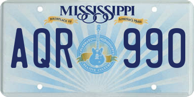 MS license plate AQR990