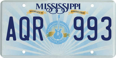 MS license plate AQR993