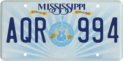 MS license plate AQR994