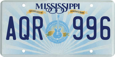 MS license plate AQR996