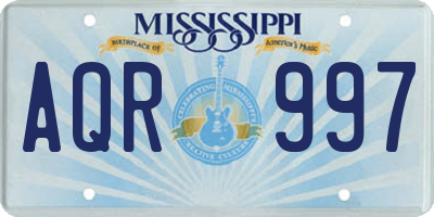 MS license plate AQR997