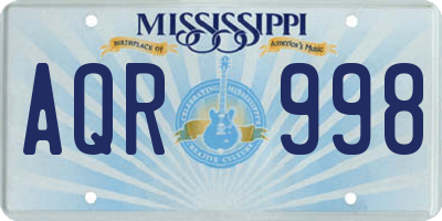 MS license plate AQR998