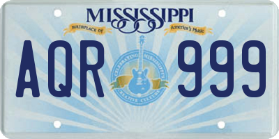 MS license plate AQR999