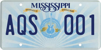 MS license plate AQS001