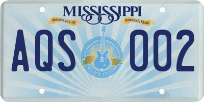 MS license plate AQS002
