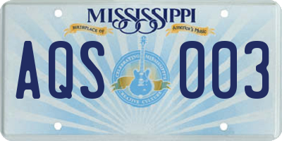 MS license plate AQS003