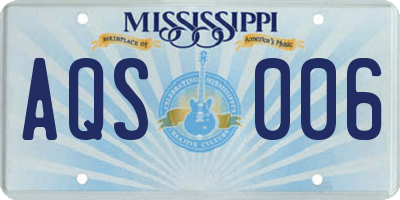 MS license plate AQS006