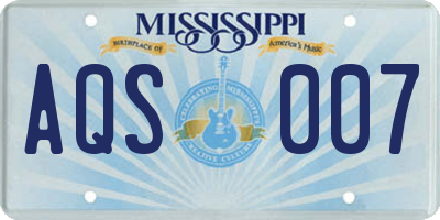 MS license plate AQS007