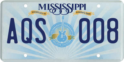 MS license plate AQS008