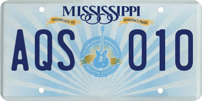MS license plate AQS010