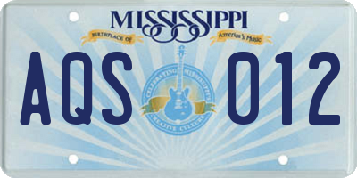 MS license plate AQS012