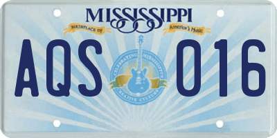 MS license plate AQS016