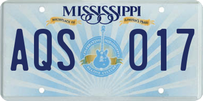 MS license plate AQS017