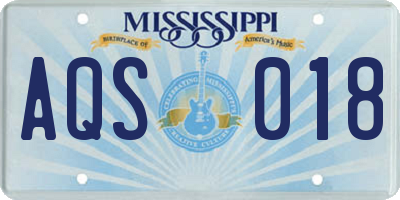 MS license plate AQS018