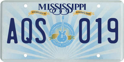 MS license plate AQS019